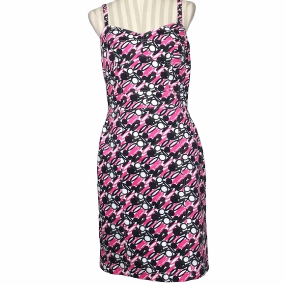 Etcetera Pink & Black Geometric Print Dress Size 8 - Picture 1 of 6
